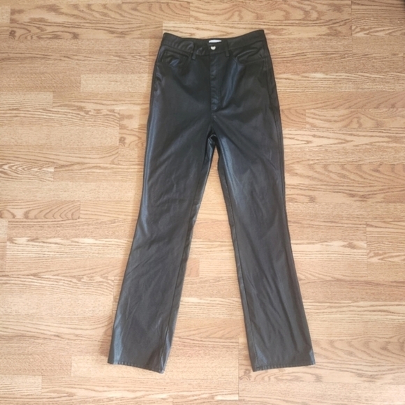 EUC WeWoreWhat Danielle Bernstein Crop Ankle Flare Pants Black Embossed Croc 29 - Picture 1 of 11